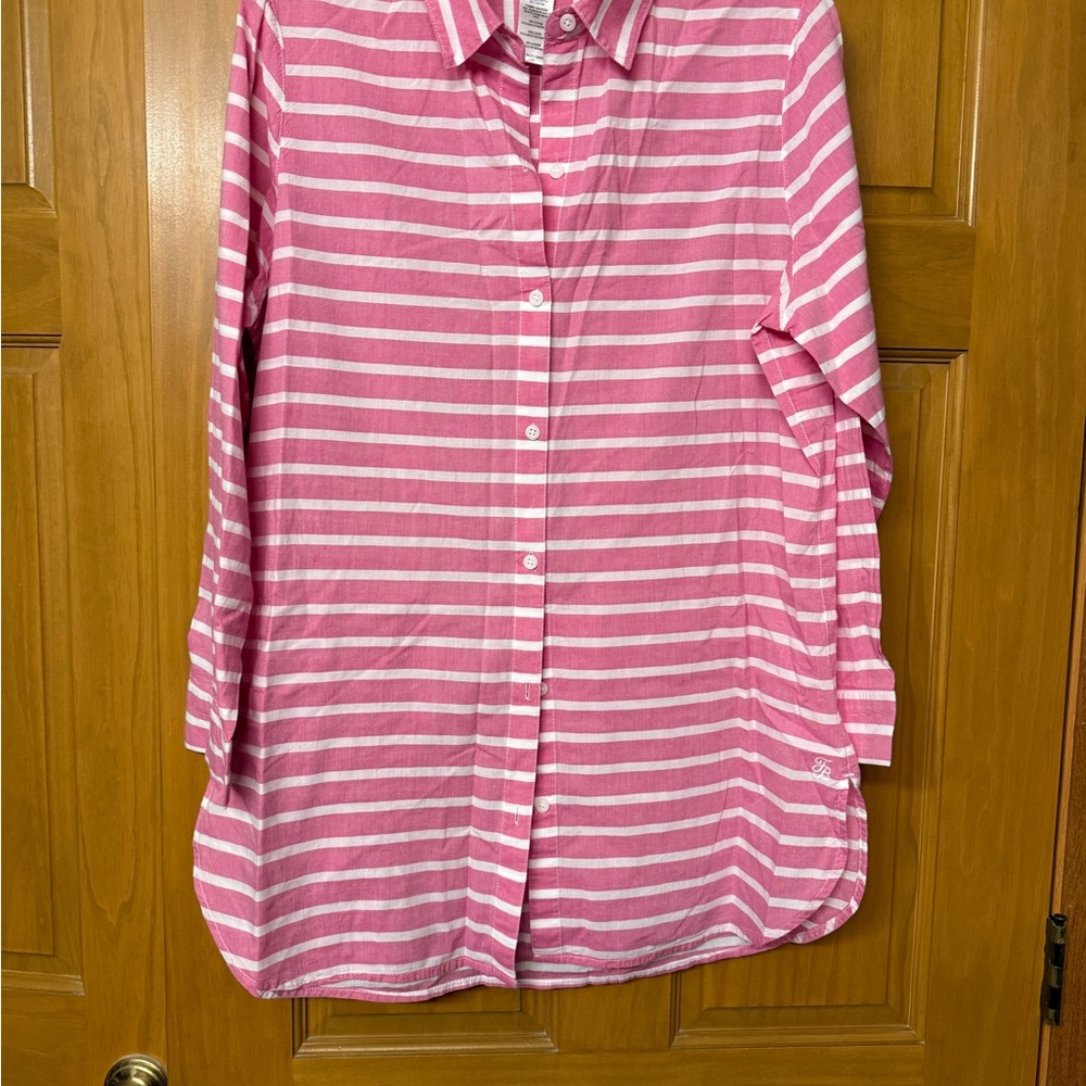 Tommy Bahama Pink and White Striped Tunic/cover up